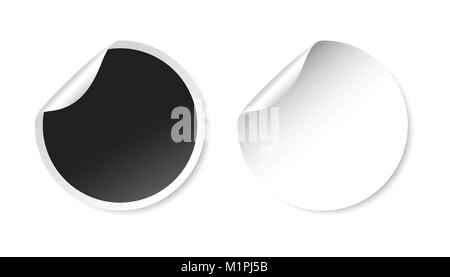 Ensemble d'autocollants en blanc. Étiquettes promotionnelles vide. Vector illustration. Le noir et blanc cercle rond tags. Illustration de Vecteur