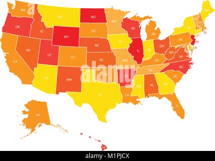 USA map avec les membres. Vector illustration Etats-Unis d'Amérique. Illustration de Vecteur