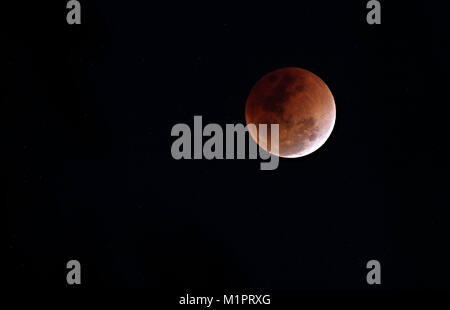 Super Blue Blood Moon - éclipse de Lune - 31 janvier 2018 Banque D'Images