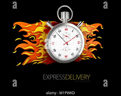 3d illustration de l'icône de la livraison express pour les applications et site web. Concept de livraison. noir isolé. Banque D'Images