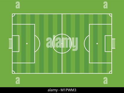 Vue aérienne d'un terrain de soccer dessiné avec ligne blanche sur fond vert. Image vectorielle Illustration de Vecteur