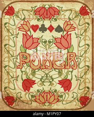 Arrière-plan de poker de casino dans le style art nouveau, vector illustration Illustration de Vecteur