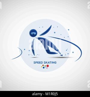 Bannière de championnat de patinage de vitesse. L'icône de sports d'hiver. Abstract sportsman silhouette. Vector illustration de la patineuse de vitesse d'exécution pour votre conception Illustration de Vecteur