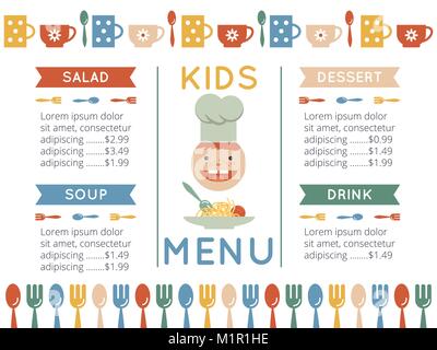 Modèle de menu pour enfants Illustration de Vecteur