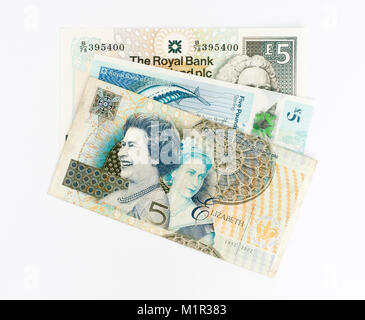 Royal Bank of Scotland Scottish RBS 5 5 lb Bank Notes Banque D'Images