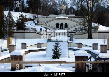 Les Jardins du Palais de Linderhof dans la neige ,Ettal, Bavière, Allemagne Banque D'Images