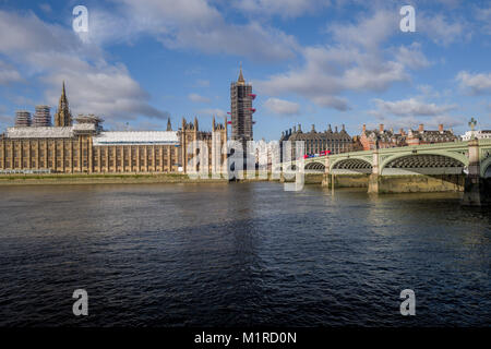 London, Londres, Royaume-Uni. 1er février, 2018. Le Parlement britannique devrait s'éloigner de son site historique au Palais de Westminster dans la prochaine décennie. En vertu du plan, les communes et les Lords se déplacer hors site en 2025 pour environ six ans. Credit : Subvention Vélaires/ZUMA/Alamy Fil Live News Banque D'Images