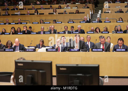 New York, NY, USA. Jan 31, 2018. Organisation des Nations Unies, New York, USA, 31 janvier 2018 - Les participants au cours de l'investisseur 2018 Sommet mondial sur le risque climatique sur le thème de la capture les possibilités d'investissement de l'Accord de Paris aujourd'hui au siège des Nations Unies à New York City.Photo : Luiz Rampelotto/EuropaNewswire Crédit : Luiz Rampelotto/ZUMA/Alamy Fil Live News Banque D'Images