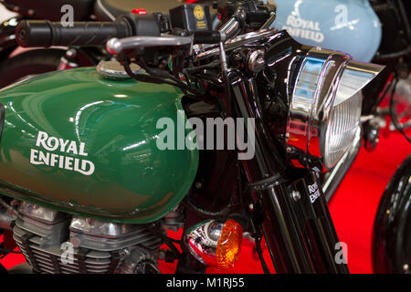 Torino, Italie. 1er février, 2018. Détail d'un crédit moto Royal Enfield : Marco Destefanis/Alamy Live News Banque D'Images