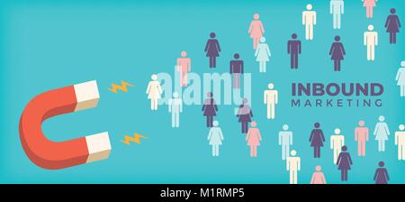 Rassembler les gens aimant pour la génération de prospects entrants -un symbole de marketing numérique Illustration de Vecteur