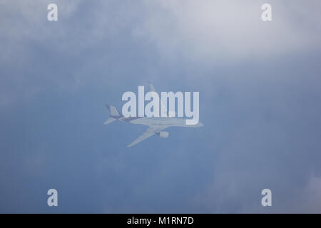 CHIANG MAI, THAÏLANDE - 11 janvier 2018 : HS-THH Airbus A350-900 d'Thaiairway TG105. Décoller de l'aéroport de Chiang Mai à Bangkok. Banque D'Images