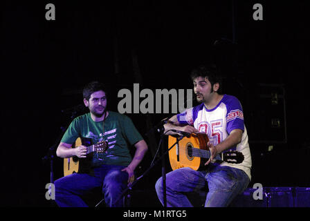 Estopa, les frères José Manuel Muñoz et David Muñoz en concert Banque D'Images