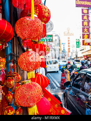 Thaïlande Bangkok - 29 janvier 2018 : Nouvel an chinois lanterne pour vendre sur Yaowarat road,décorations Accueil traditionnel Chinois célèbre sw Banque D'Images