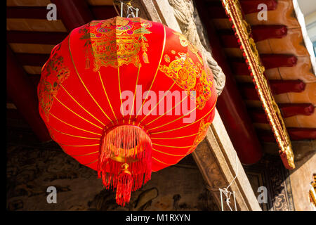 Thaïlande Bangkok - 29 janvier 2018 : Nouvel an chinois lanterne dans temple chinois traditionnel chinois nouveau fête décorations du temple Banque D'Images