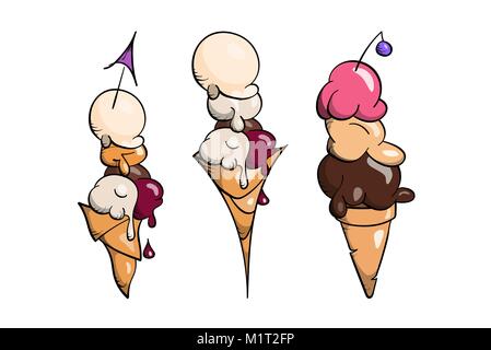 Collection de crème glacée, doodle vector illustration Illustration de Vecteur