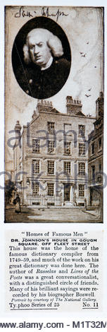 Maisons d'hommes célèbres - Le Dr Samuel Johnson 1709 - 1784 Banque D'Images