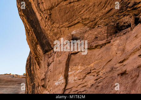 Détail des bâtiments à grande ruine, un village Pueblo ancestrales au sein du site Salt Creek Canyon dans les aiguilles District de Canyonlands National Park, Utah, Banque D'Images