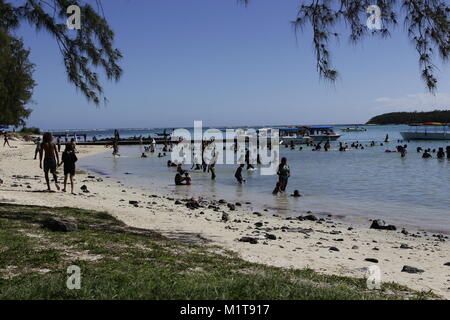 Sur la route de Mahebourg, dans le sud-est de l'Île Maurice, Blue Bay est un must-stop-par plage ! Banque D'Images