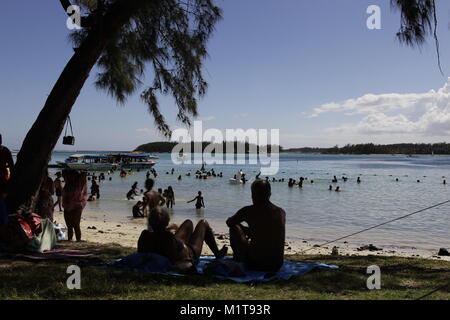 Sur la route de Mahebourg, dans le sud-est de l'Île Maurice, Blue Bay est un must-stop-par plage ! Banque D'Images