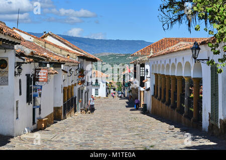 BOYACA, COLOMBIE - le 23 janvier 2014 : une vue sur les rues de Villa de Leyva, Colombie. Banque D'Images