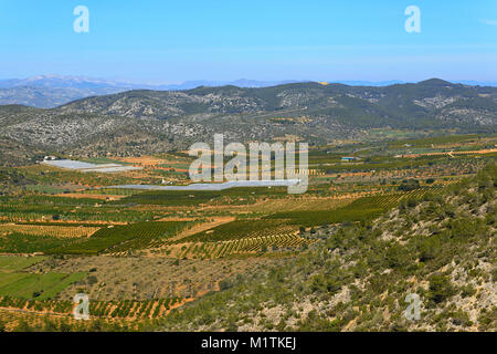 Vue sur la vallée de l'ermitage de Sainte Lucie et Saint Benet, Alcossebre, Espagne Banque D'Images