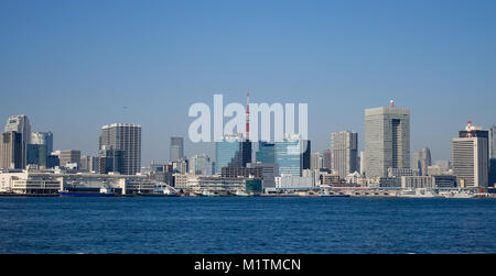 Tokyo, Japon - Jan 4, 2016. Rues de la région de Tokyo, Japon. Vue depuis la baie de Tokyo. Banque D'Images