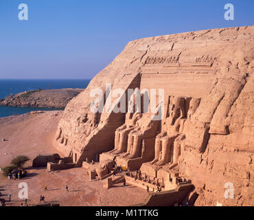 Le Grand Temple de Ramsès 1 à Abou Simbel, Nubia, Haute Egypte. Banque D'Images