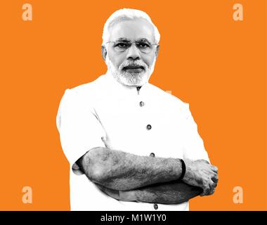 Portrait de Narendra Modi. Peut être imprimé/redimensionné à n'importe quelle taille (vecteur évolutif) Illustration de Vecteur