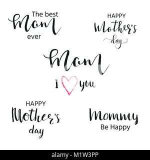 Happy Mother's Day - collection de citations calligraphie dessiné à la main. Maison de vacances Carte de lettrage, affiche, bannière, album, Home Decor, textiles d'impression. V Illustration de Vecteur