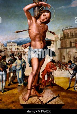 Le martyre de St Sébastien 1536 - 1538-1490 Gregório Lopes (1550) 15e siècle, le Portugal portugais ( Gregório López ; Gregorio Lopez ; Gregorio Lopes ) Banque D'Images