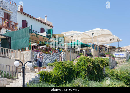 Taverne grecque, Emmanouil Kefalogianni Avenue, Rethymnon (Rethymnon), Rethimno Région, la crète (Kriti), Grèce Banque D'Images