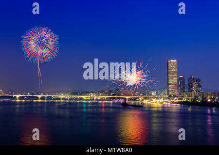 Séoul Firework festival en 2017, un magnifique spectacle d'artifice. 091 Banque D'Images