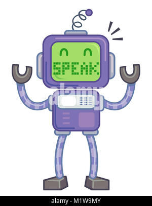Concept Illustration doté d''un Robot avec le mot écrit parler à sa face Banque D'Images