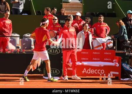 Marbella, Espagne - Février 2, 2018. Premier tour de la Coupe Davis de tennis l'Espagne contre la Grande-Bretagne - Club de Tenis Puente Romano, Marbella, Espagne - Février 2, 2018 Espagne Credit : Gtres información más Comuniación sur ligne, S.L./Alamy Live News Banque D'Images