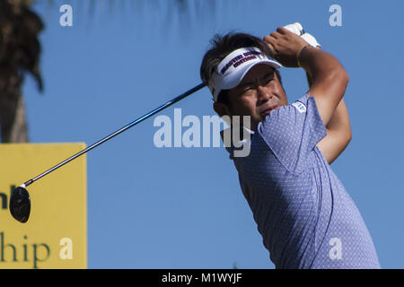 Shah Alam, Kuala Lumpur, Malaisie. 3, 2018. Yuta Ikeda est considéré un tir depuis le trou n° 3 sur 3 jours à la Maybank Championship 2018.Le championnat de golf 2018 Maybank symposium est organisé au 1er au 4 février à Saujana Golf & Country Club. Credit : Faris Hadziq/SOPA/ZUMA/Alamy Fil Live News Banque D'Images