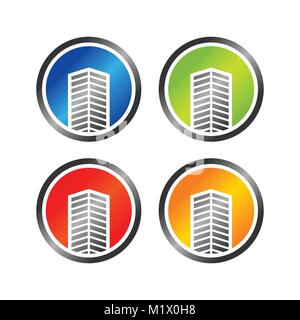 Bâtiment commercial symbole abstrait icônes graphique vectoriel Logo Design Illustration de Vecteur