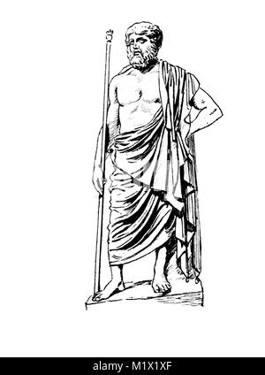 La mode, les vêtements dans la Grèce, l'apogée de la 5ème-4ème siècle avant J.-C., une réalisation possible de la partie supérieure du vêtement, de l'Himation, ici après la statue de Sophocle en 340 av numérique , l'amélioration de la reproduction de l'original d'imprimer à partir de la 19e siècle Banque D'Images