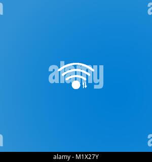 L'icône wifi blanc simple avec des flèches de transfert sign Illustration de Vecteur