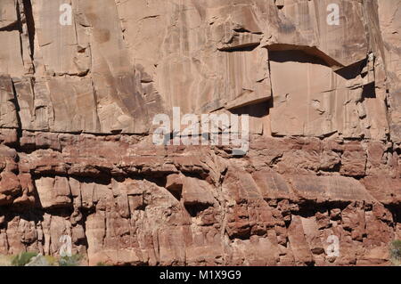 Dyke clastique de grès du Permien injectée dans le grès de Coconino Ermite sous-jacent du schiste, Bright Angel Trail, le Parc National du Grand Canyon Banque D'Images