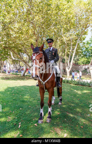 Istanbul, Turquie - 30 juillet 2016 : cavaliers traditionnels guardins d'Istanbul Banque D'Images