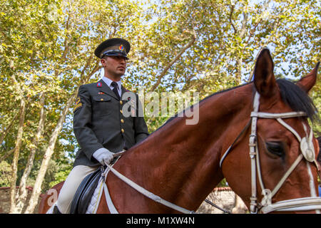 Istanbul, Turquie - 30 juillet 2016 : cavaliers traditionnels guardins d'Istanbul Banque D'Images