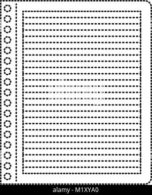 Feuilles de carnet avec des lignes horizontales en noir contour en pointillé Illustration de Vecteur
