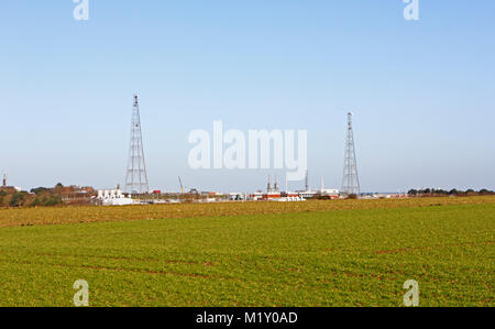 Une vue sur les terres agricoles pour le terminal de gaz naturel de Bacton Edingthorpe, Norfolk, Angleterre, Royaume-Uni, Europe. Banque D'Images