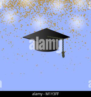 Graduation Cap noir sur fond de confettis Illustration de Vecteur