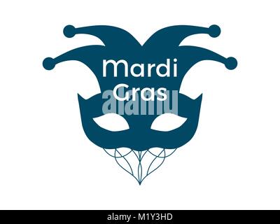Mardi Gras. Masque de carnaval sur fond blanc. Des cloches. Symbole de fête. Vector illustration Illustration de Vecteur