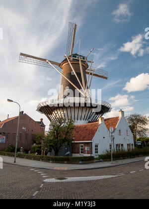 Moulin historique, Korenmolen Windlust à Wassenaar, Pays-Bas. Banque D'Images