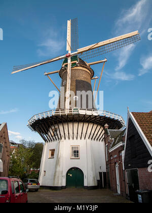 Moulin historique, Korenmolen Windlust à Wassenaar, Pays-Bas. Banque D'Images