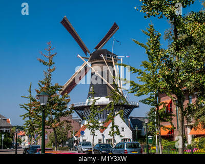 Moulin historique, Korenmolen Windlust à Wassenaar, Pays-Bas. Banque D'Images