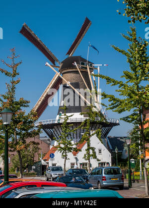 Moulin historique, Korenmolen Windlust à Wassenaar, Pays-Bas. Banque D'Images