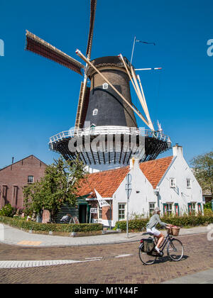 Moulin historique, Korenmolen Windlust à Wassenaar, Pays-Bas. Banque D'Images